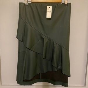 NWT Super cute dark green faux leather skirt